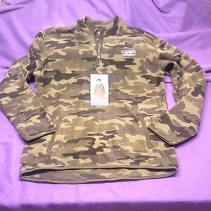 0700. NWTs ~ Eddie Bauer Youth L (14/16) Quest 1/4 Zip Sweater Sweatshirt Green